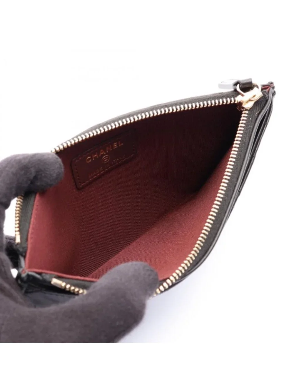 Chanel Pouch Quilted Black Lambskin Slim Wallet